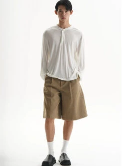 Textured Long Sleeve Lightweight Henley Top -Modern Wear Shop 76c11abff02fd2aa1f516f2698a1969e