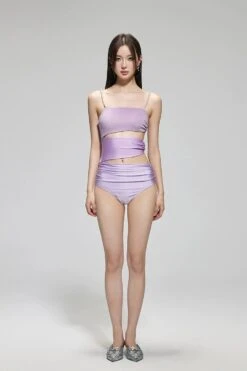 Faux Pearl Strap Shimmer Bandeau Bikini With Side Tie -Modern Wear Shop 773b2309eefc10152e4a90f097e43868