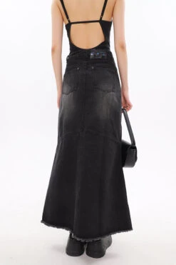 Faded Serpentina Denim Midi Skirt -Modern Wear Shop 774bb6ea368eb282c280562ccdf2ff55