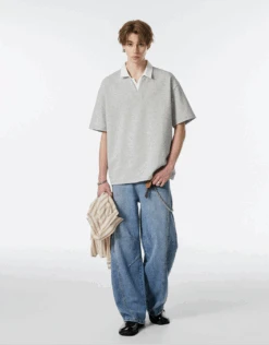 Contrast Collar Short Sleeve Polo Shirt -Modern Wear Shop 775268139dd566140e692a8536b77ccb