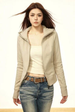 Skinny High Collar Hoodie Zip Jacket -Modern Wear Shop 77585fcc3c22f8b8a116dcfc4ebbd79f