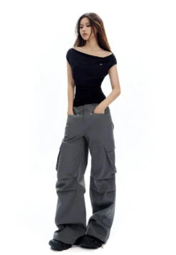 Asymmetrical Neckline Ruched Jersey Top -Modern Wear Shop 7762c7ccff48ce32e515d64837a2365a