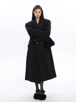 Long Double-Breasted Coat With Silver Accents 38 Long Double-Breasted Coat With Silver Accents -Modern Wear Shop 7779167f16dcbc4ca1183761a0e9a790