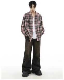 Oversized Plaid Flannel Shirt With Chest Pockets -Modern Wear Shop 77c593df224336717408d1622950c097