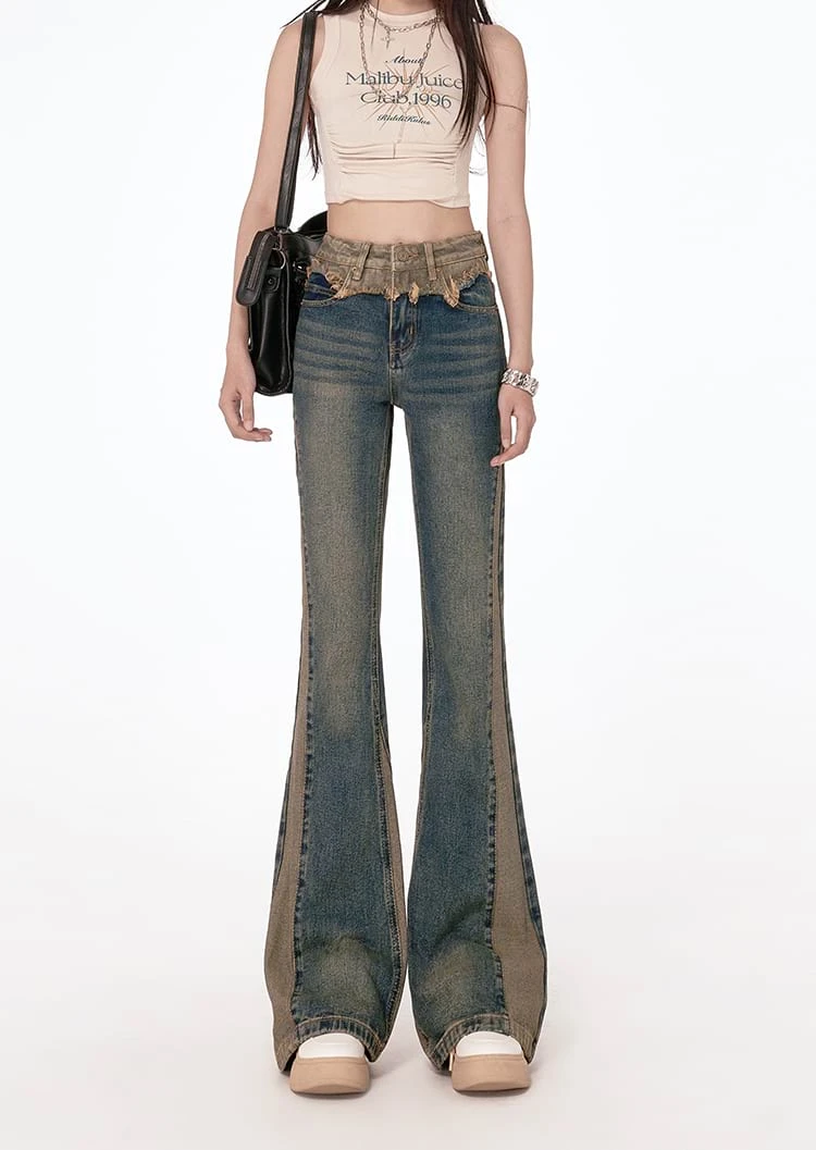 Semi Flare Color Block Jeans 1 Semi Flare Color Block Jeans