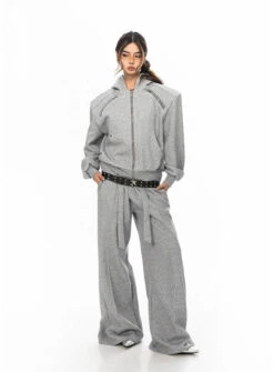 Zippered Hoodie And Jogger Lounge Set