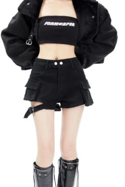 Cargo Pocket Buckle Detail Shorts -Modern Wear Shop 77d852d92081b41755cc04ebbdf180e5