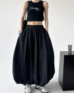 Elastic Waist Balloon Maxi Skirt 10 Elastic Waist Balloon Maxi Skirt -Modern Wear Shop 77da546bfaeb882ab41a870ad3fa37e4