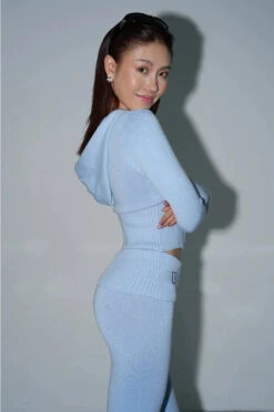 Skinny Ribbed Knit Cropped Hoodie And Lightweight Leggings Co-ord Set -Modern Wear Shop 77dff994295679cc7f7747bceffb4316