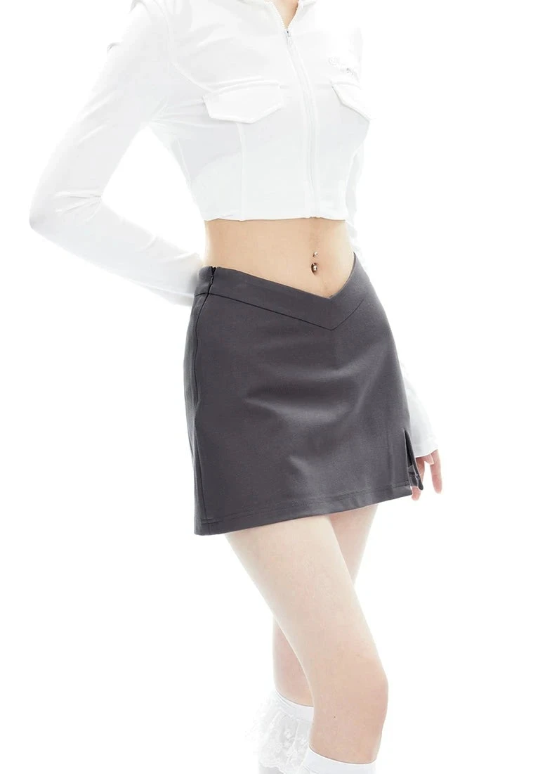 Asymmetric V-Cut Mini Skirt With Side Slit 15 Asymmetric V-Cut Mini Skirt With Side Slit - Image 15