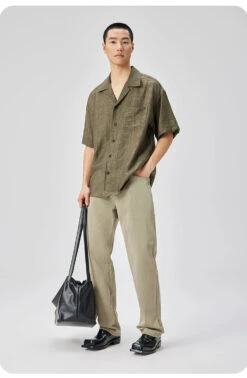 Crinkle Camp Collar Short Sleeve Shirt With Chest Pocket -Modern Wear Shop 783ea6fd0a6c27546e228dfe096caf2d