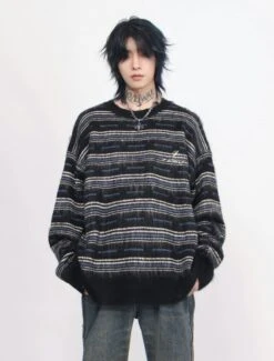 Oversized Multi-Striped Fuzzy Sweater -Modern Wear Shop 78af8be914cfb46dfbbc9d3fd8184983