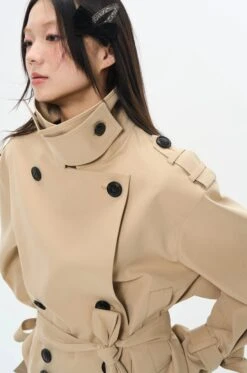 Overlapped Cropped Trench Coat With Belt -Modern Wear Shop 78ebc4d3dd6e4e382efc4375ecc624e6