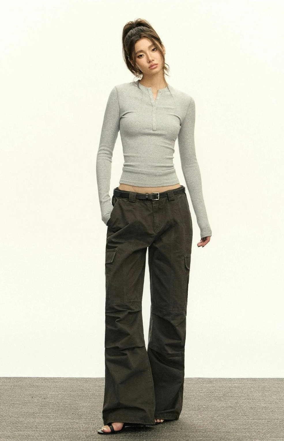 Ribbed Long Sleeve O-Neck Henley Top 7 Ribbed Long Sleeve O-Neck Henley Top - Image 7