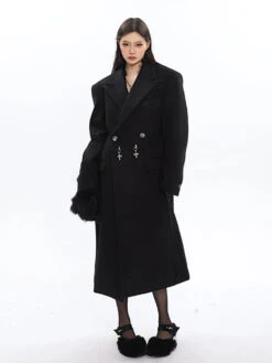 Long Double-Breasted Coat With Silver Accents 39 Long Double-Breasted Coat With Silver Accents -Modern Wear Shop 7949f50ae2f138bffd0cdee21ada24b4