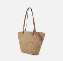Woven Straw Shoulder Tote With Leather Straps -Modern Wear Shop 7966b24342fd2ff9dda32bdbd38a2b2b