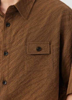 Boxy Textured Button-Up Shirt With Chest Pocket -Modern Wear Shop 79befd61073e77be68a1acbc43a13bf8