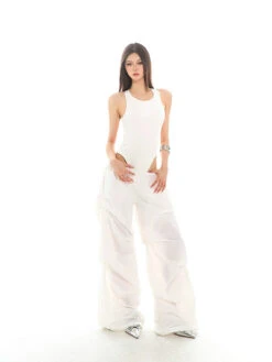 Wide Leg Lightweight Pleated Pants With Elastic Waist -Modern Wear Shop 7a5060faf7120107b4e9397f7cb2fb76