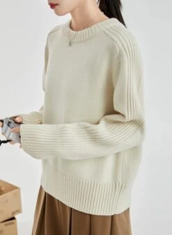 Ribbed Sleeve-Detail Crew Neck Sweater 11 Ribbed Sleeve-Detail Crew Neck Sweater -Modern Wear Shop 7ad2443237c1a0d33791b2a20179cce2