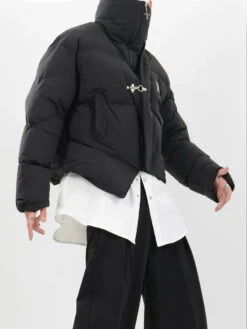 Asymmetric Puffer Jacket With Fireman Clasp Buckle -Modern Wear Shop 7b2ceee3699b4de1e6d20ad60f203ce9