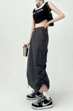 Side Ruched Parachute Cargo Midi Skirt -Modern Wear Shop 7b61f73c0b23b79bdb09f8ccf3a2cbd4