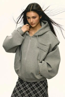 Structured Drop Shoulder Oversized Zip Hoodie Jacket -Modern Wear Shop 7b972f45f63b00e8ebeac11146df73bf