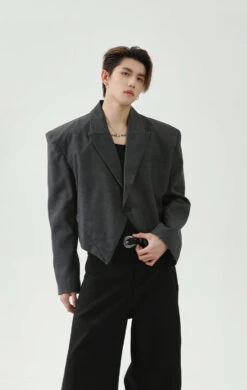 Asymmetric Hem Abstract Print Single-Breasted Boxy Blazer -Modern Wear Shop 7ba7c3d15f2c774ead303181499aae5f