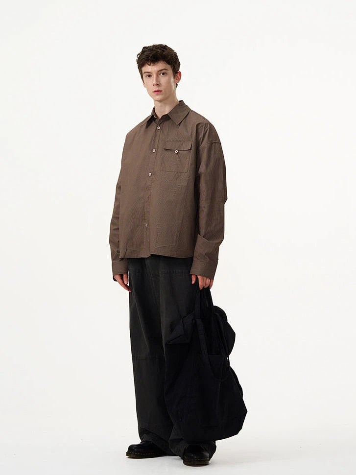 Pinstripe Long Sleeve Button Shirt With Chest Pocket 9 Pinstripe Long Sleeve Button Shirt With Chest Pocket - Image 9