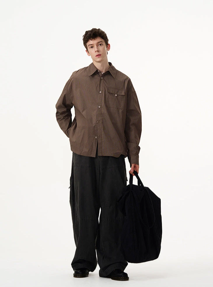 Pinstripe Long Sleeve Button Shirt With Chest Pocket 10 Pinstripe Long Sleeve Button Shirt With Chest Pocket - Image 10