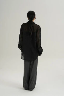 Sheer Wave Texture Long Sleeve Button Top -Modern Wear Shop 7bcd5d978e776faa82bb2329c7d9c3a2