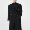 Asymmetric Oversized Faux-Woolen Coat With Metal Buckle