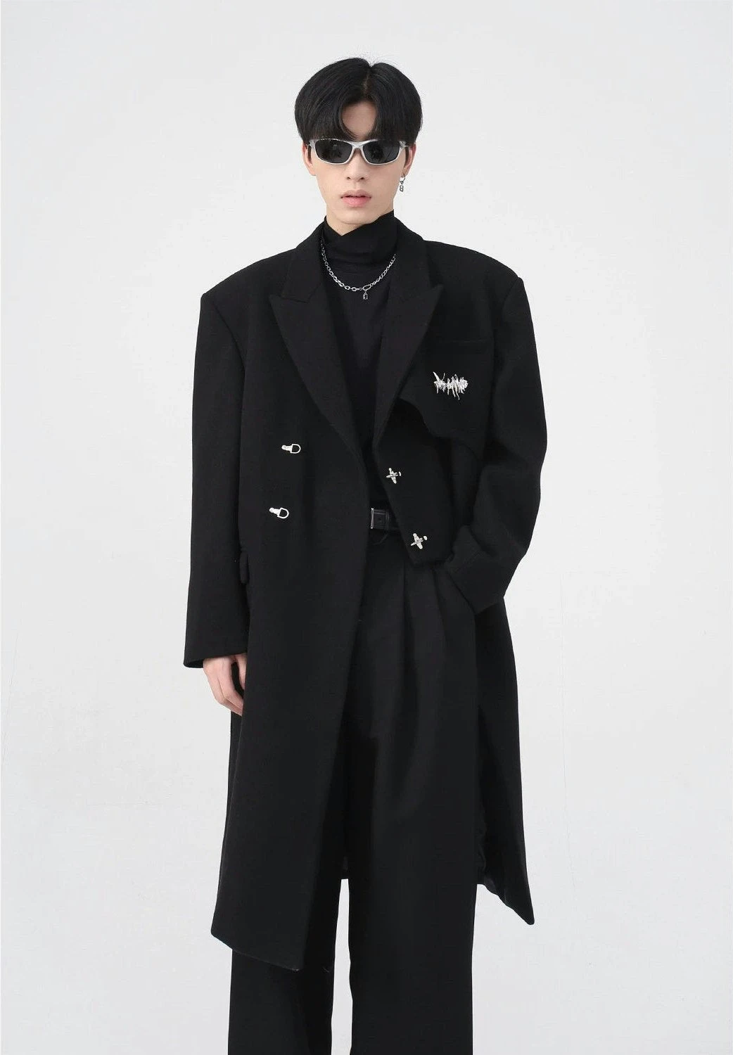 Asymmetric Oversized Faux-Woolen Coat With Metal Buckle 1 Asymmetric Oversized Faux-Woolen Coat With Metal Buckle