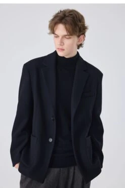 Oversized Single-Breasted Blazer Jacket With Structured Notched Lapel -Modern Wear Shop 7c20511528a666241f01fb74a7892d62