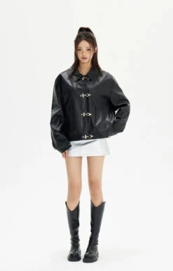 Faux Leather Fireman Buckle Oversized Jacket 14 Faux Leather Fireman Buckle Oversized Jacket -Modern Wear Shop 7c9982419f1740379b340bc98eb750c3