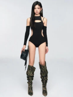 Cutout One-Piece Swimsuit With Long Sleeves -Modern Wear Shop 7cdcee16b5e5f212ac746ce8298b9292