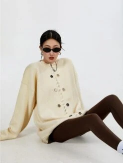 Ribbed Trim Zip-up Cardigan With Button Details 25 Ribbed Trim Zip-up Cardigan With Button Details -Modern Wear Shop 7cfb251d60659cb5598b6a211cc47f1d