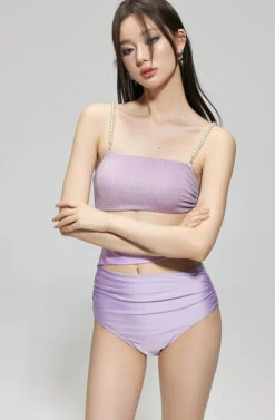 Faux Pearl Strap Shimmer Bandeau Bikini With Side Tie -Modern Wear Shop 7d0a6f0421394ed2967b36b5755a7b67