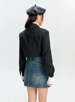 Textured Fireman Clasp Cropped Collar Jacket -Modern Wear Shop 7d3dd1cf6c28a3a265b62973085bcff0