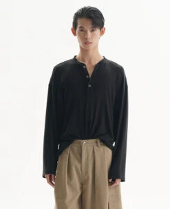 Textured Long Sleeve Lightweight Henley Top -Modern Wear Shop 7d53eb9a9126a2e8a4d6af5664060603