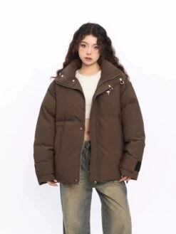 Puffer Jacket With High Collar Buckles Detail -Modern Wear Shop 7d5926009b1f8fe852e6f3add6cec61a