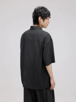 Pinstripe Drop Shoulder Half-Button Collared Shirt -Modern Wear Shop 7d5f193521d5cd211c362f9a6f297277