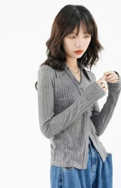 Ribbed Button Long Sleeve Top -Modern Wear Shop 7d6d3f63bca81c9b412079ac0957dc07