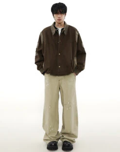 Contrast Collar Elastic Trim Button Jacket -Modern Wear Shop 7da4b4c1def1a194538a2d16b4e2e2a1