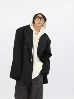 Oversized Double-Breasted Tailored Blazer With Lapel Detail -Modern Wear Shop 7da62b9e11b2ccfd8e304978ec589f67