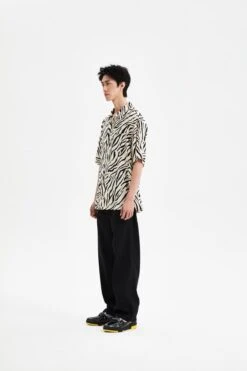 Zebra Print Short Sleeve Button Up Shirt With Chest Pocket -Modern Wear Shop 7dbedea9989ff61f3507caed226ba2e2