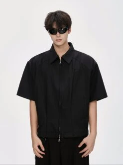 Two Way Zip Boxy Short Sleeve Top -Modern Wear Shop 7dc38438baf758470eb21d3bba3a901f