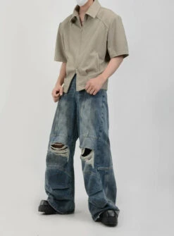 Half Sleeve Zip-Front Collared Shirt -Modern Wear Shop 7e03f4a30d4ff4afe8014bcc86fd66c6