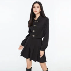 Boxy Collared Crop Jacket With Fireman Buckles And Mini Skirt Two-Piece Set 13 Boxy Collared Crop Jacket With Fireman Buckles And Mini Skirt Two-Piece Set -Modern Wear Shop 7ea9a2479fccfba82c41ae026a51f8b1