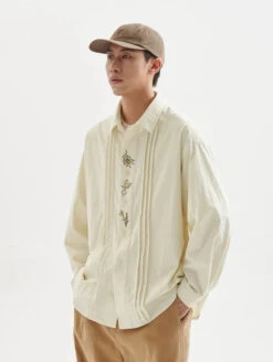 Pleated Button Down Long Sleeve Shirt With Embroidery Detail 20 Pleated Button Down Long Sleeve Shirt With Embroidery Detail -Modern Wear Shop 7ecbf481e13d39f3afff95d7587aba0d