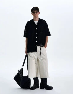 Textured Open Knit Button-Up Short Sleeve Shirt -Modern Wear Shop 7ecc3887df3b0c5fed7533cbc87758f8